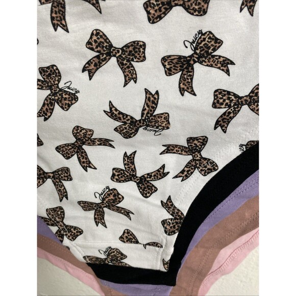 Juicy Couture Panties Size L Underwear Cotton 5 Pack Bow Print Pink Black White - Picture 9 of 9